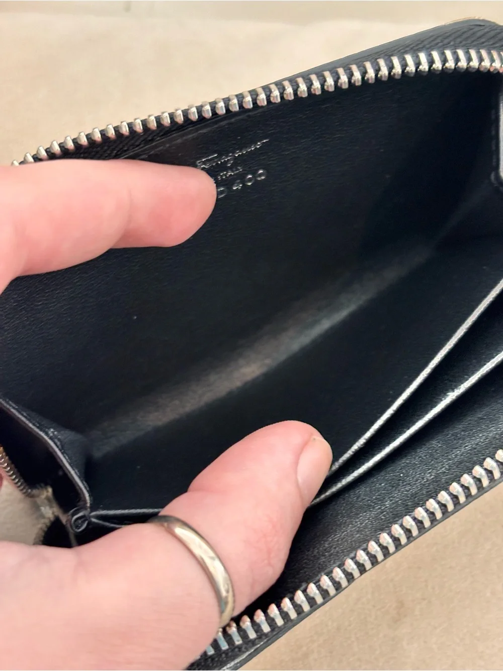 Salvatore Ferragamo Vara Bow Glitter Card Case / Zip-Around Coin Purse Wallet